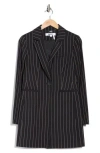 Dkny Wall Street Pinstripe Longline Blazer In Black