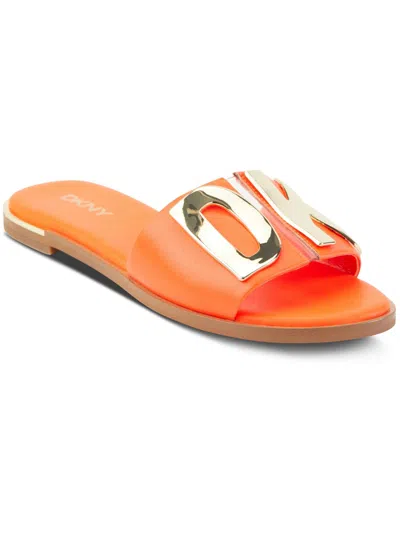 Dkny Waltz Womens Slip On Outdoors Slide Sandals In Orange