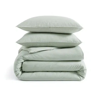Dkny Washed Linen Duvet Set In Green