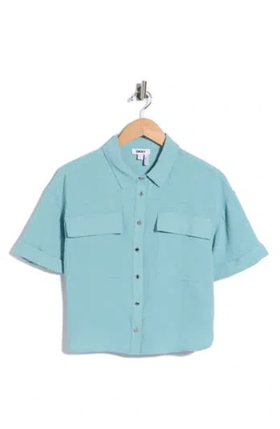 Dkny Washer Camp Shirt In Green