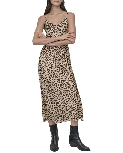 Dkny Washer Satin Bias Slip Dress In Animal Print