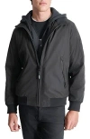 Dkny Water Resistant Bomber With Hooded Bib In Black