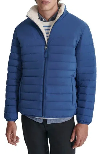 Dkny Men's Quilted Fleece-lined Full-zip Puffer Jacket In Denim Blue