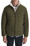 Dkny Water Resistant Faux Shearling Lined Quilted Jacket In Olive