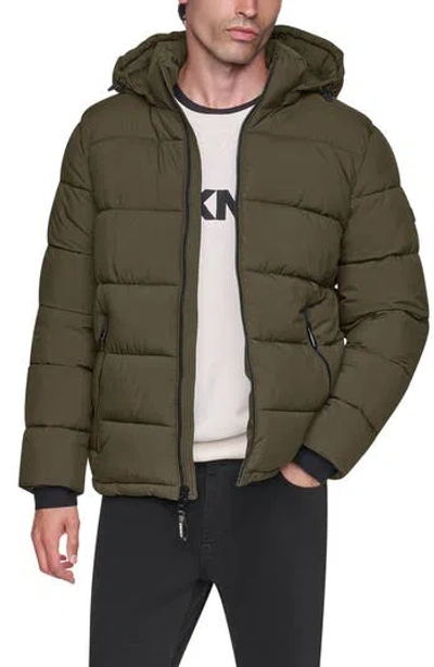 Dkny Water Resistant Heavyweight Puffer Jacket In Green