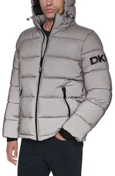 Dkny Water Resistant Heavyweight Puffer Jacket In Gray