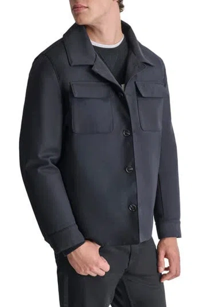 Dkny Water Resistant Shirt Jacket With Hooded Bib In Black