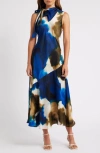Dkny Floral Strapless Gown In Exploded Ink Swirl