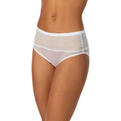 Dkny Wave Lace Trim Mesh Hipster Panties In White