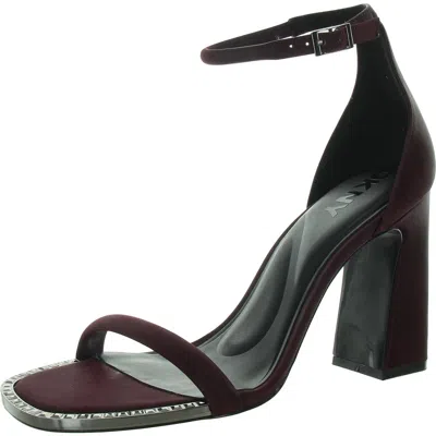 Dkny Waylin Ankle Strap Womens Adjustable Faux Leather Slingback Heels In Black