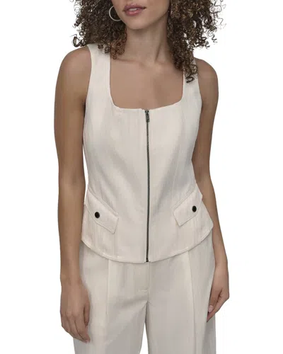 Dkny Weathered Twill Vest Top In Cnt-coconut