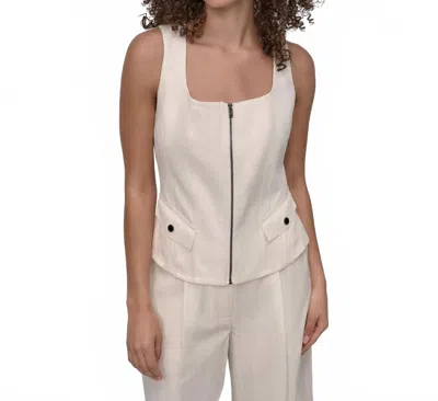 Dkny Weathered Zip-up Vest In Coconut In White