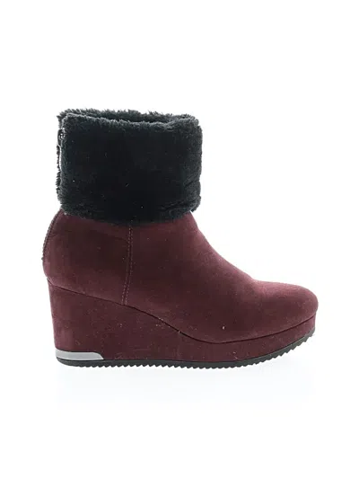 Pre-owned Dkny Wedges In Burgundy