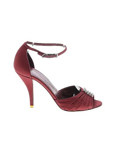 Pre-owned Dkny Wedges In Red
