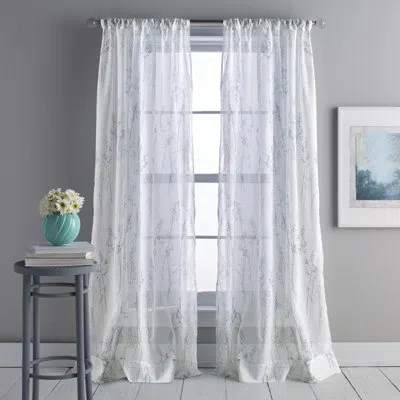 Dkny Whisper Floral Sheer Rod Pocket Single Curtain Panel In Linen