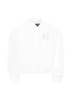 Dkny White Bomber Jacket For Girl With Logo In White