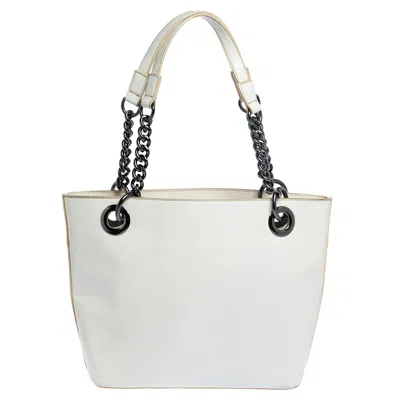 Dkny White Patent Leather Totes Bag