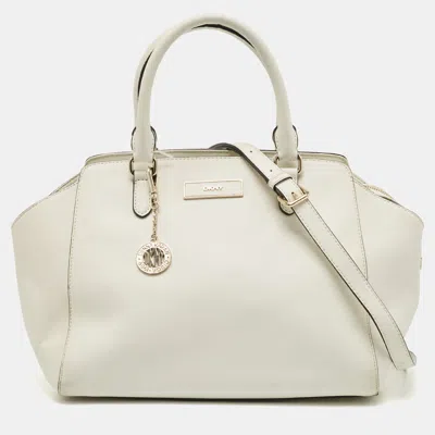 Pre-owned Dkny White Saffiano Leather Bryant Park Tote