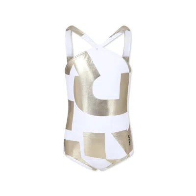 Dkny Kids' White Swimsuit For Girl With Logo