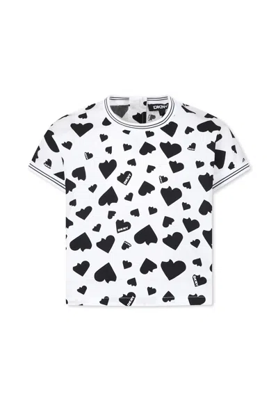 Dkny Kids' White Top For Girl With Hearts