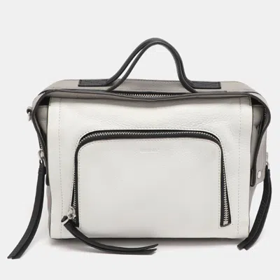 Pre-owned Dkny White/grey Leather Top Handle Bag