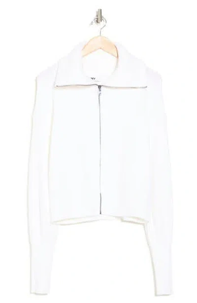 Dkny Wide Collar Zip Cardigan In Ivory