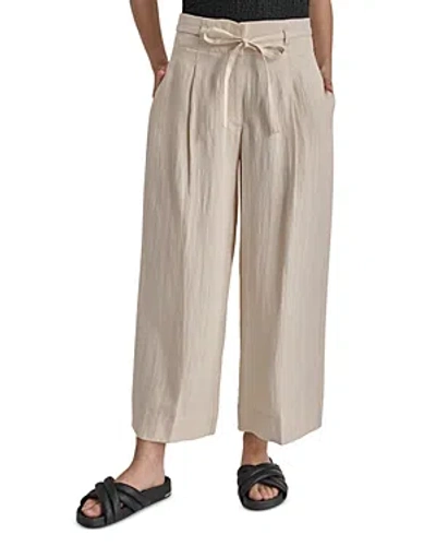 Dkny Wide Leg Belted Trousers In Parchment