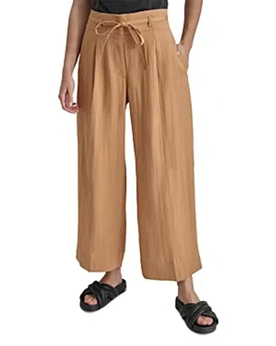 Dkny Tie Waist Wide Leg Pants In Tawney