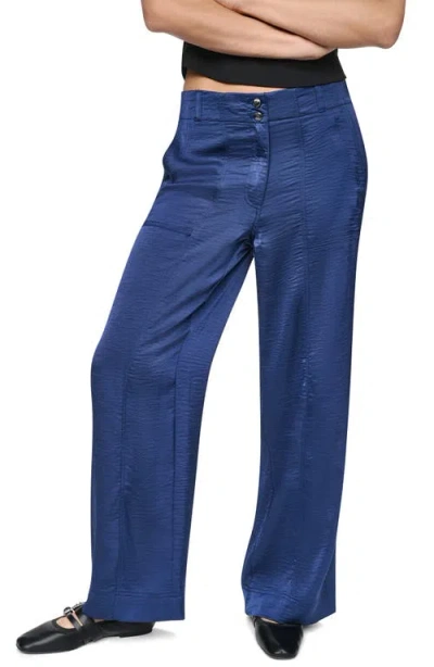 Dkny Wide Leg Glazed Pants In Blue