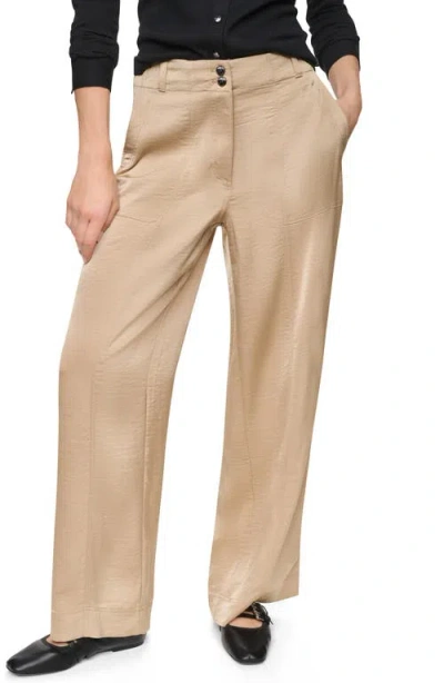 Dkny Wide Leg Glazed Pants In Brown
