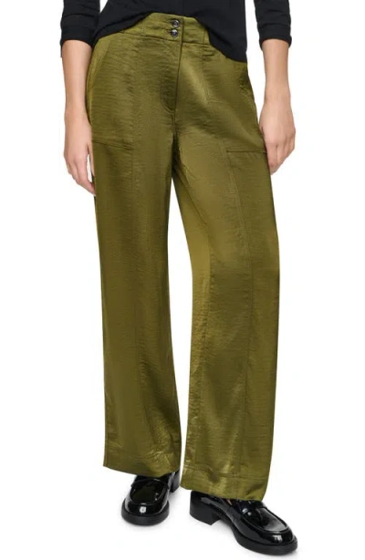 Dkny Wide Leg Glazed Pants In Green