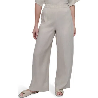 Dkny Wide Leg Linen Pants In Gray
