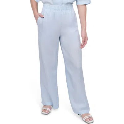 Dkny Wide Leg Linen Pants In Skyway Blu