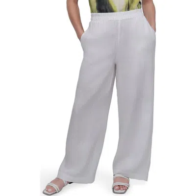 Dkny Wide Leg Linen Pants In White