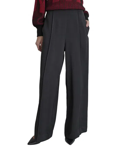 Dkny Wide Leg Pin Tuck Trouser In Black