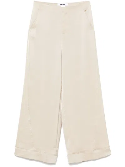 Dkny Wide-leg Trousers In Neutrals