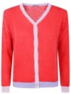 Dkny Wide Sleeves V Neck Cardigan In Red