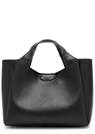 Dkny Willa Grained Leather Shoulder Bag In Black