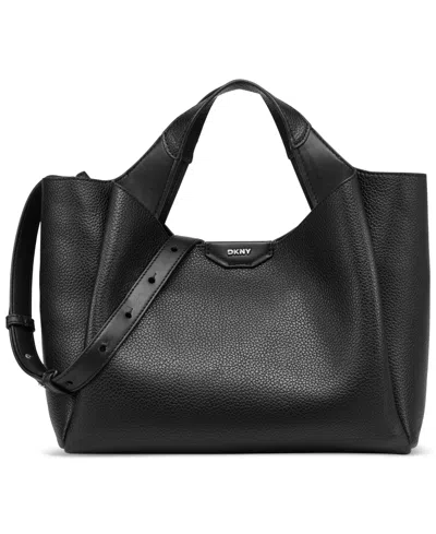 Dkny Willa Small Top Handle Satchel In Black,silv