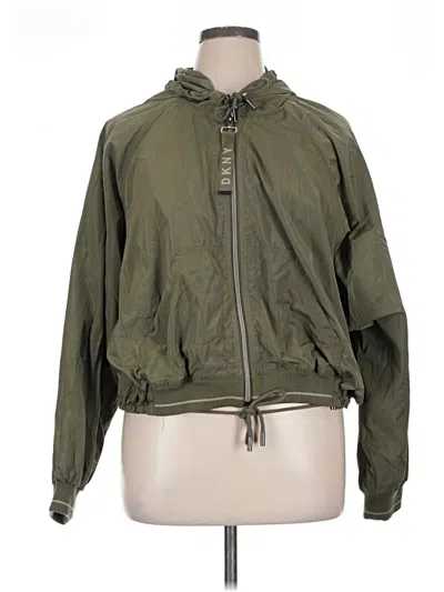 Pre-owned Dkny Windbreaker Jacket In Green