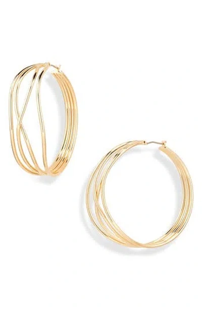 Dkny Wire Hoop Earrings In Gold