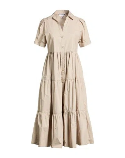 Dkny Woman Midi Dress Beige Size L Cotton In Neutral