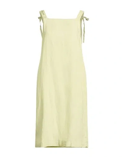 Dkny Woman Midi Dress Light Green Size M Linen In Yellow