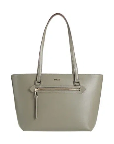 Dkny Woman Shoulder Bag Khaki Size - Cow Leather In Beige