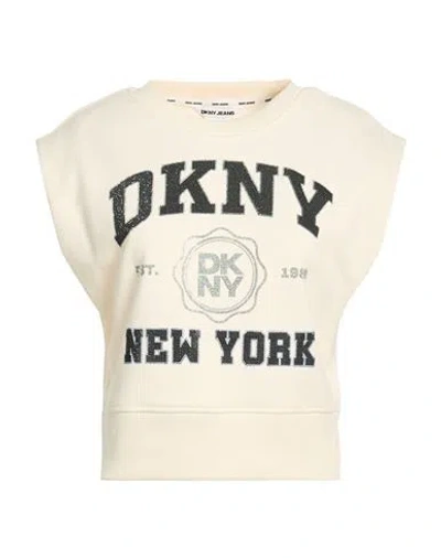 Dkny Woman Sweatshirt White Size L Cotton In Neutral