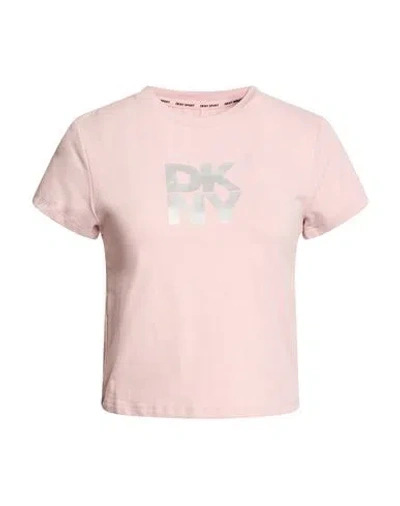 Dkny Woman T-shirt Antique Rose Size L Cotton, Elastane In Pink
