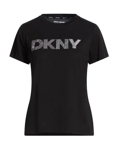 Dkny Woman T-shirt Black Size L Cotton, Modal