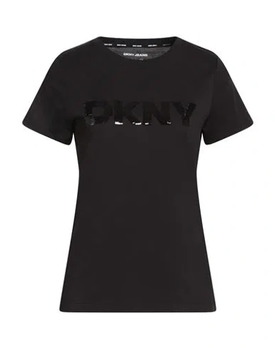Dkny Woman T-shirt Black Size M Cotton, Modal