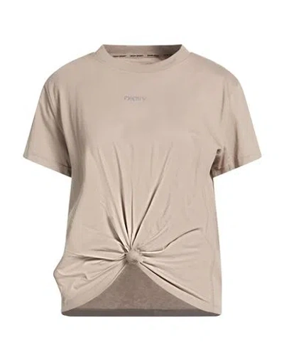 Dkny Woman T-shirt Grey Size L Cotton In Brown