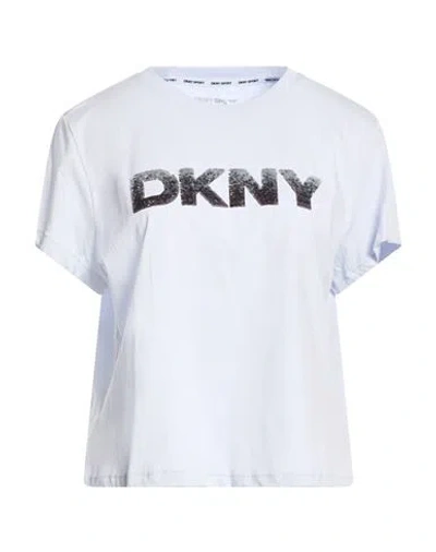 Dkny Woman T-shirt Light Blue Size L Cotton In White